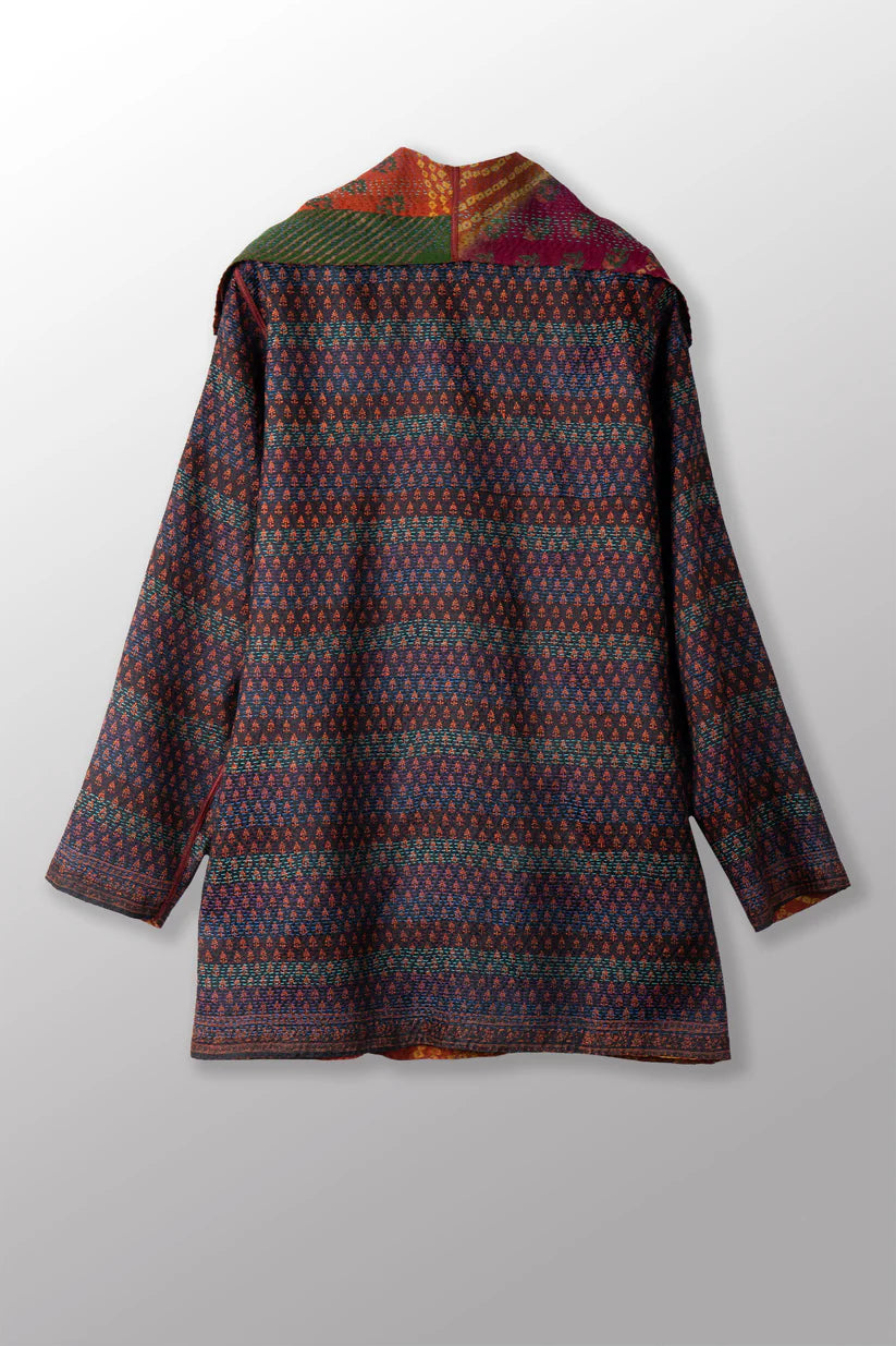 Mieko Mintz-VINTAGE SILK GEORGETTE KANTHA POCKET JACKET