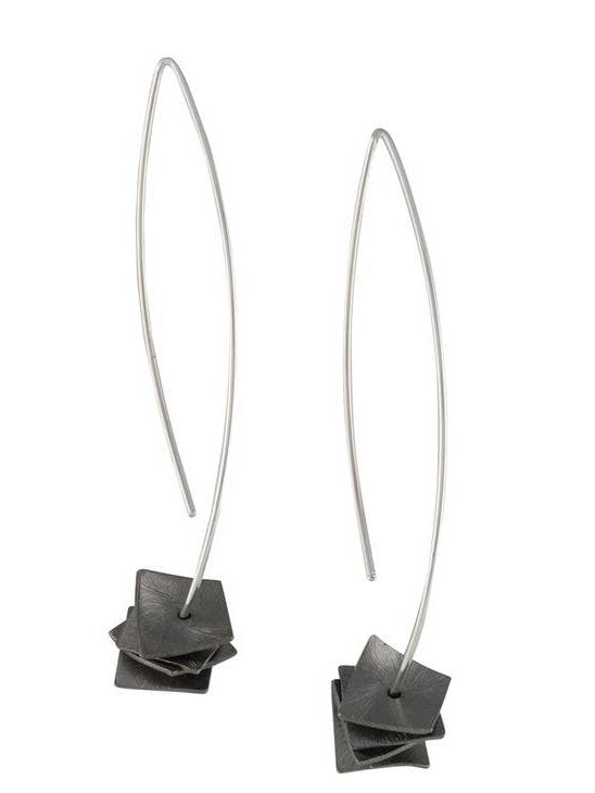 Frank Ideas - sterling silver earrings with dark square disks