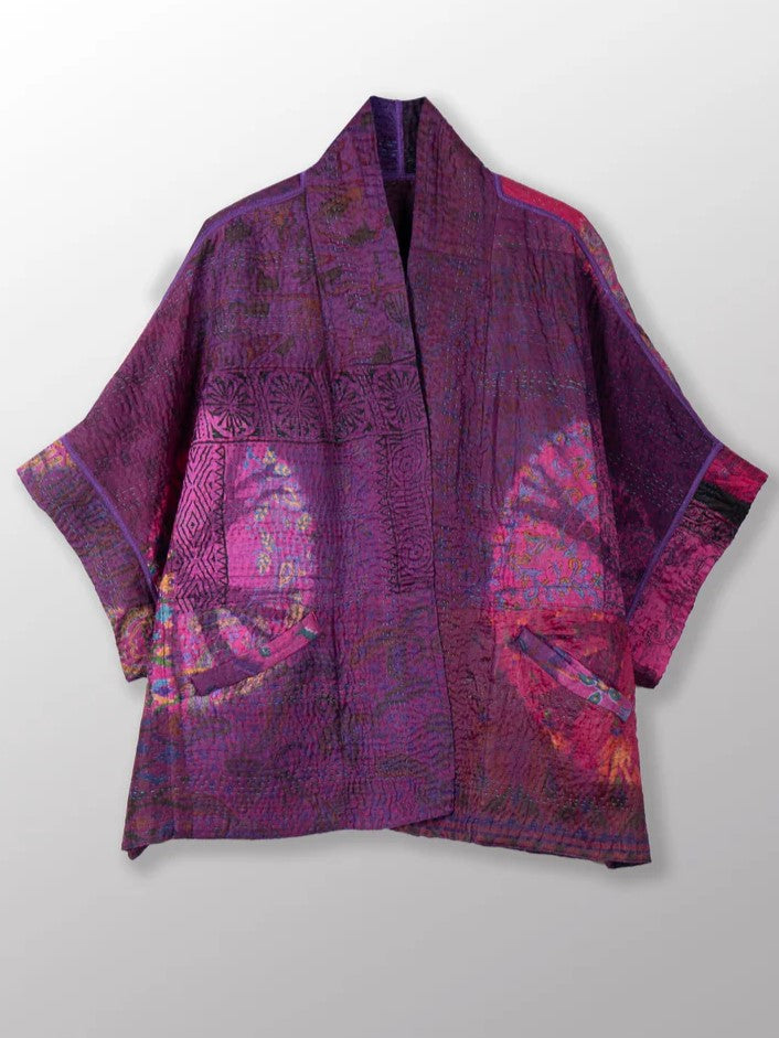 Mieko Mintz-  Tie Dye Circle Shibori Kantha Mini Poncho