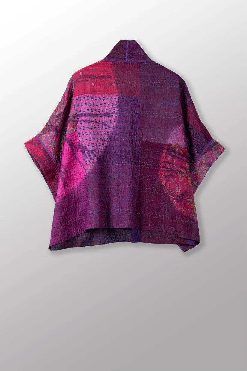 Mieko Mintz-  Tie Dye Circle Shibori Kantha Mini Poncho