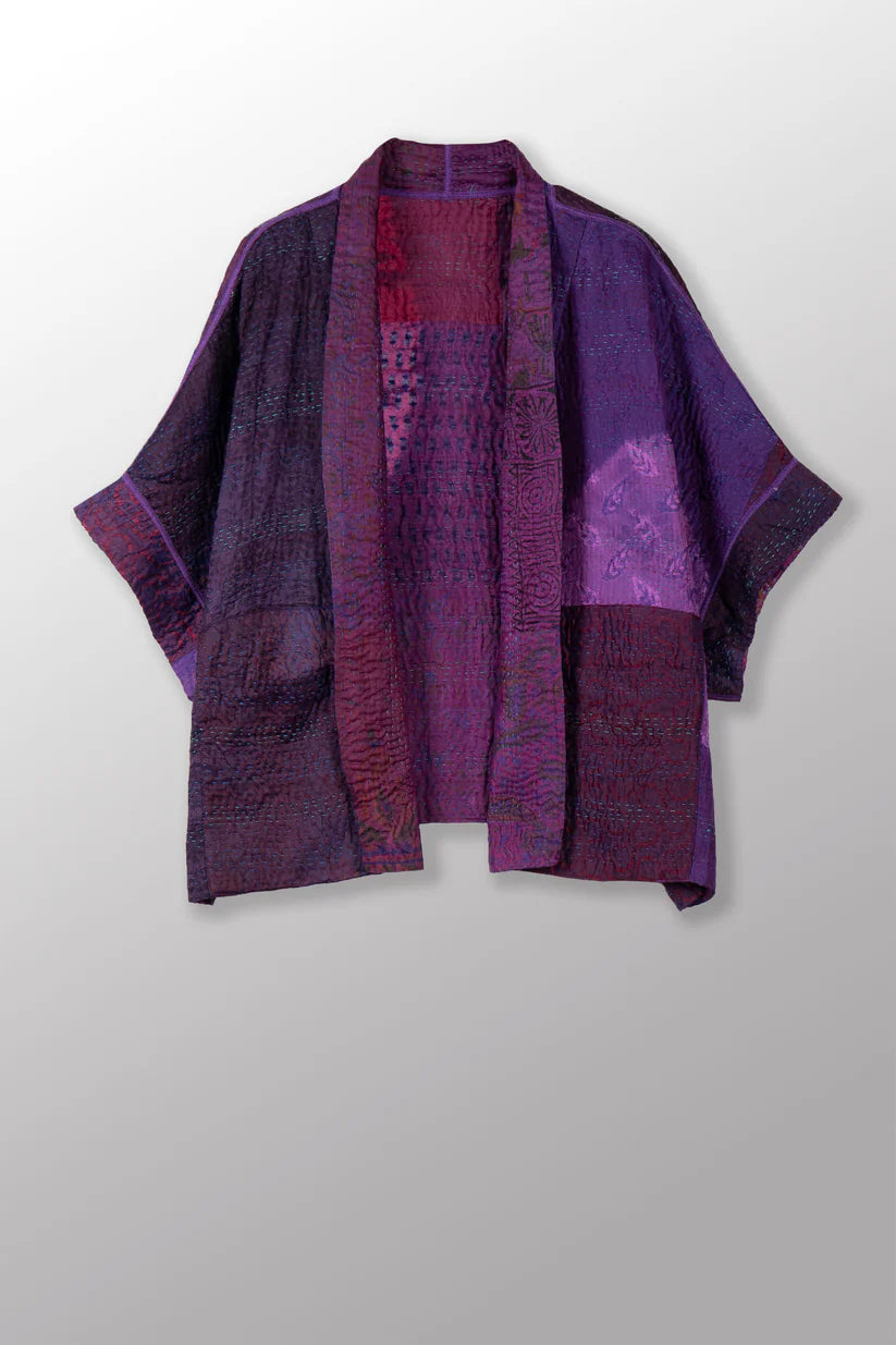 Mieko Mintz-  Tie Dye Circle Shibori Kantha Mini Poncho