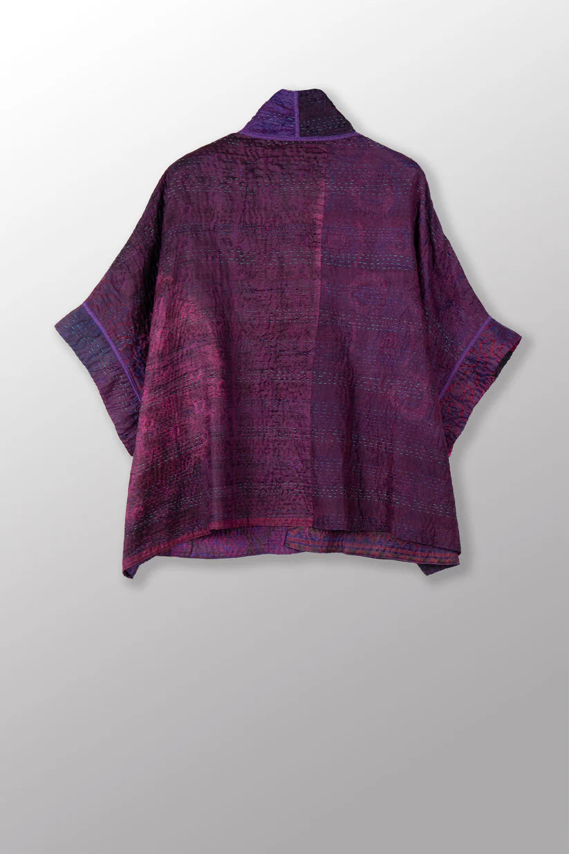 Mieko Mintz-  Tie Dye Circle Shibori Kantha Mini Poncho