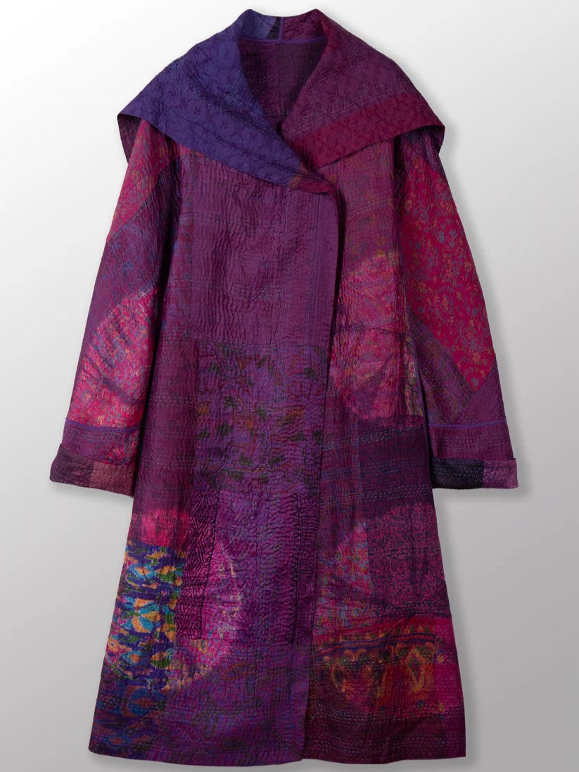 Mieko Mintz- Tie Dye Circle Shibori Kantha A-Lane Long Coat