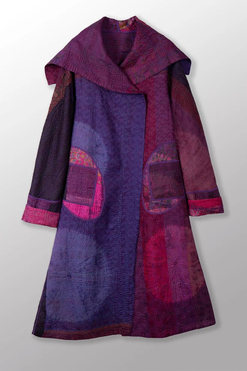 Mieko Mintz- Tie Dye Circle Shibori Kantha A-Lane Long Coat