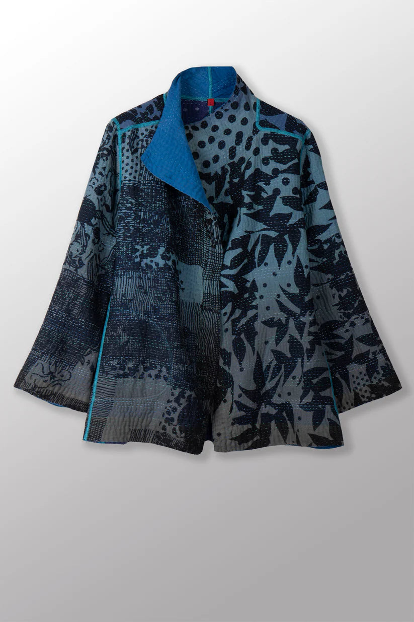 Mieko Mintz-MONOTONE TWILIGHT PRINT KANTHA SHORT JKT