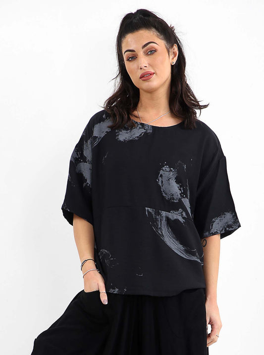 Patterned brush stroke blouse