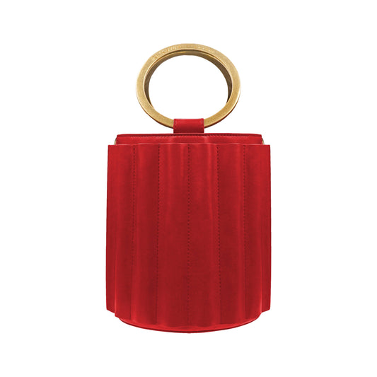 Alkeme Atelier- Water Metal Handle Bucket Bag - Red