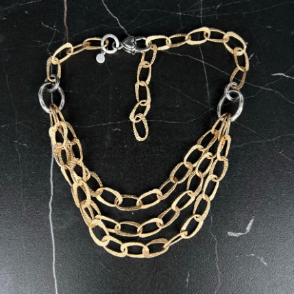 Hammered Gold plated link Necklace