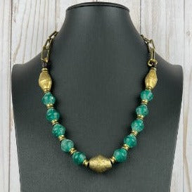 NSerena Jewelry-Indonesian Textured Glass Bead Necklace