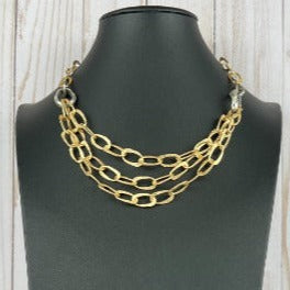 NSerena Jewelry-Hammered Gold plated link Necklace