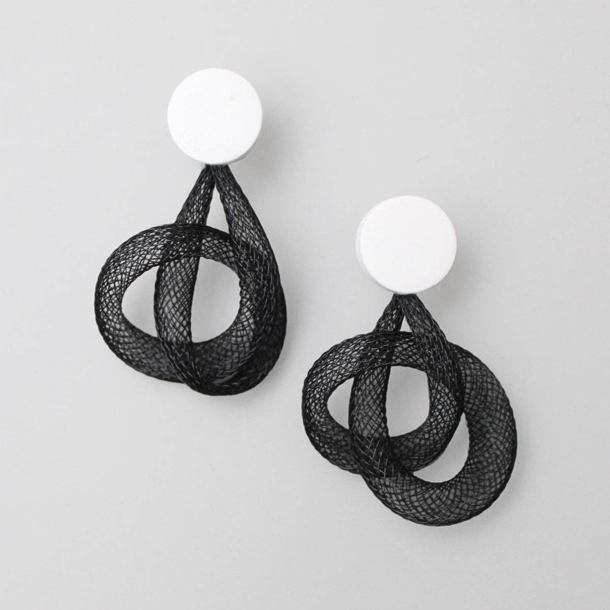 Sylca Designs - Black Mesh Abstract Earrings