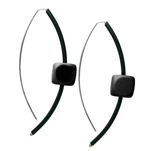 Frank Ideas - Designer earrings modern style, bold CUBE EARRINGS Black