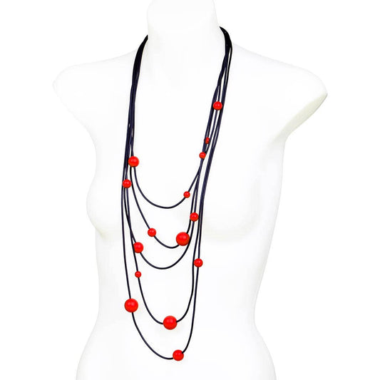 Frank Ideas - Architectural statement modern necklace SOLAR SYSTEM Red