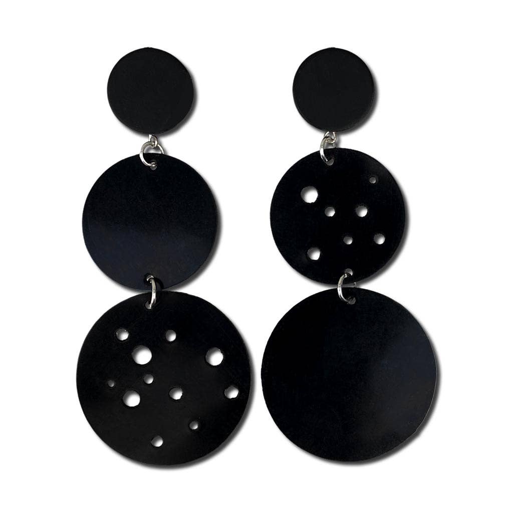 Frank Ideas- Rubber Earrings, bold minimal style, black edgy asymmetric